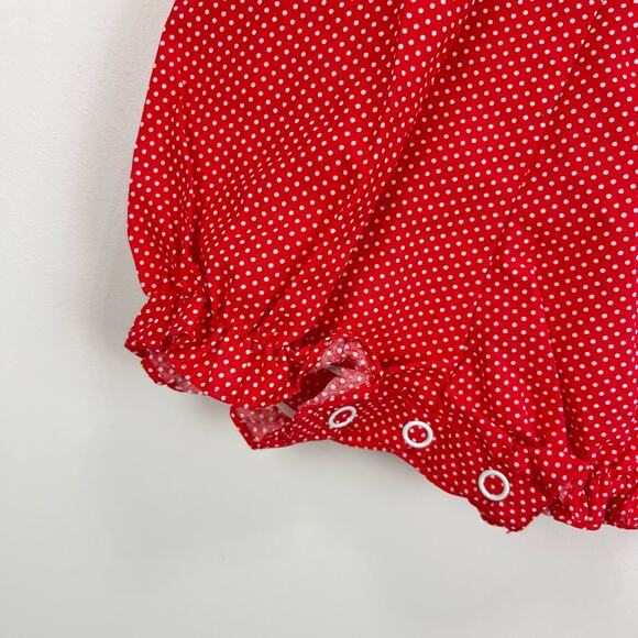Vintage Red Polka Dot Ruffle Sun Suit Romper 3-6 Months NWT - Picture 3 of 7